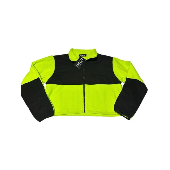 NWT‎ SORELLA Women’s Medium Athletic Fleece Full Zip Jacket Yellow/Black #K10-1 - Picture 1 of 11